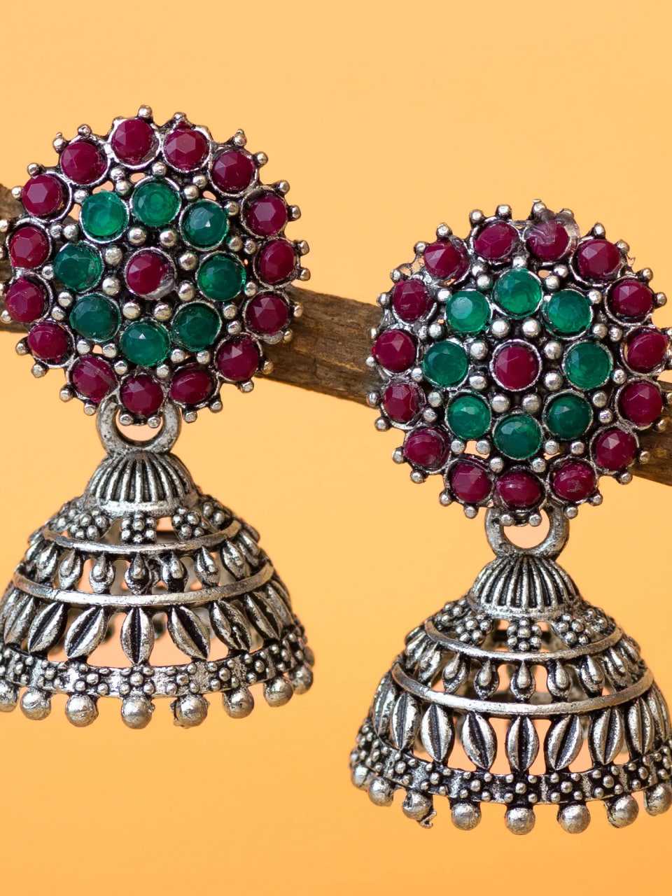Green and Pink Orbit Jhumka