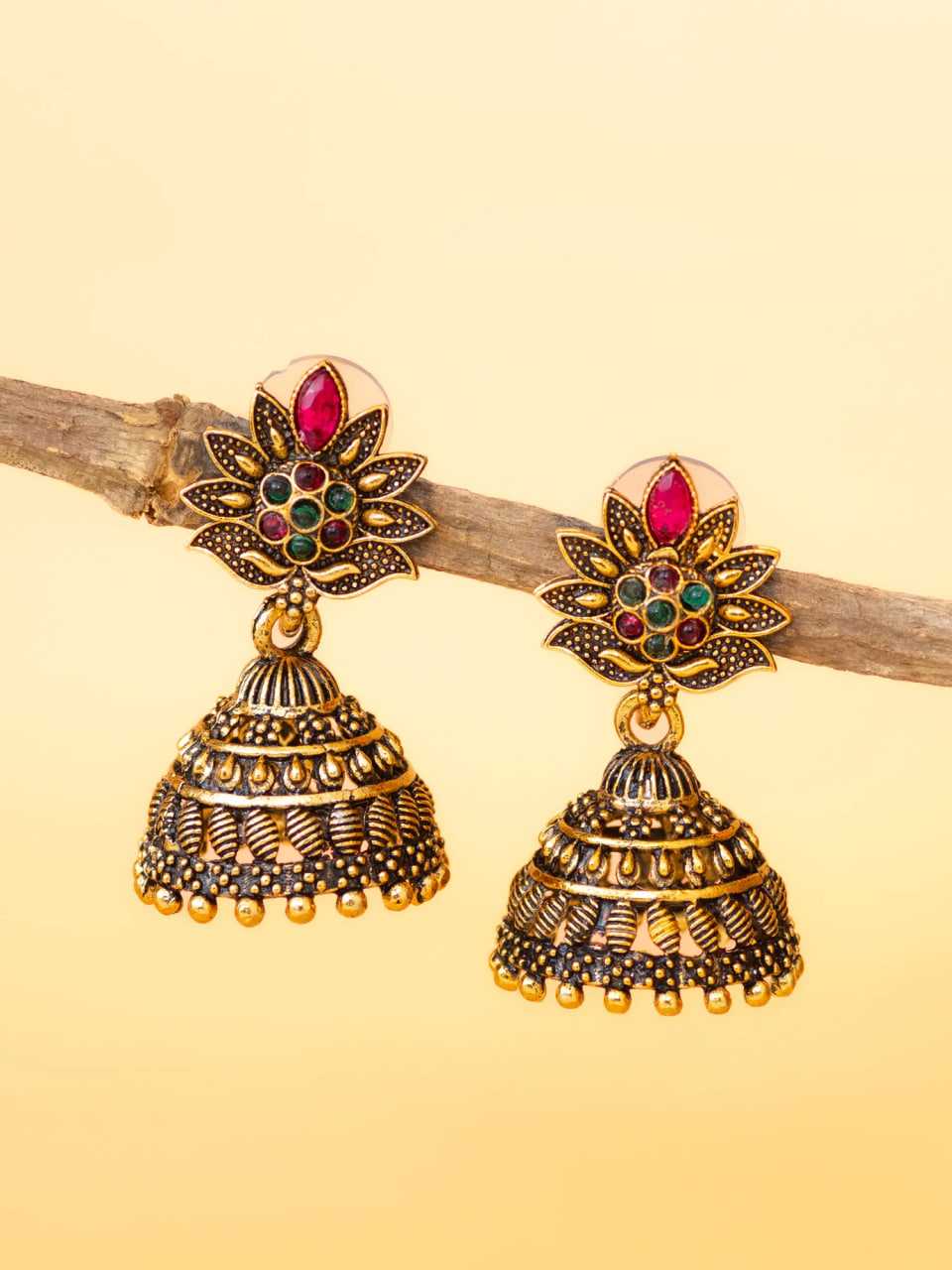 Jewelled Flower Jhumkas