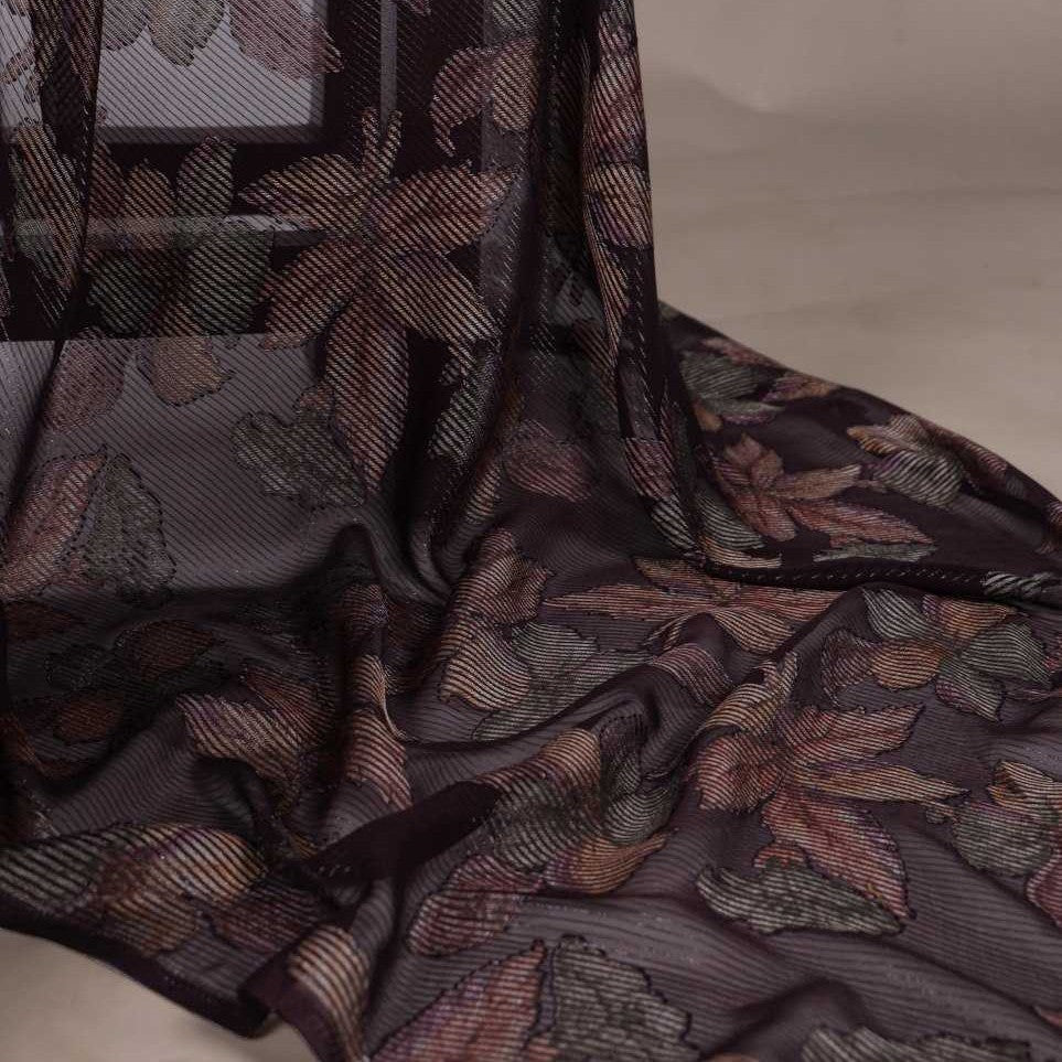 Floral Viscose Brasso Brown Saree