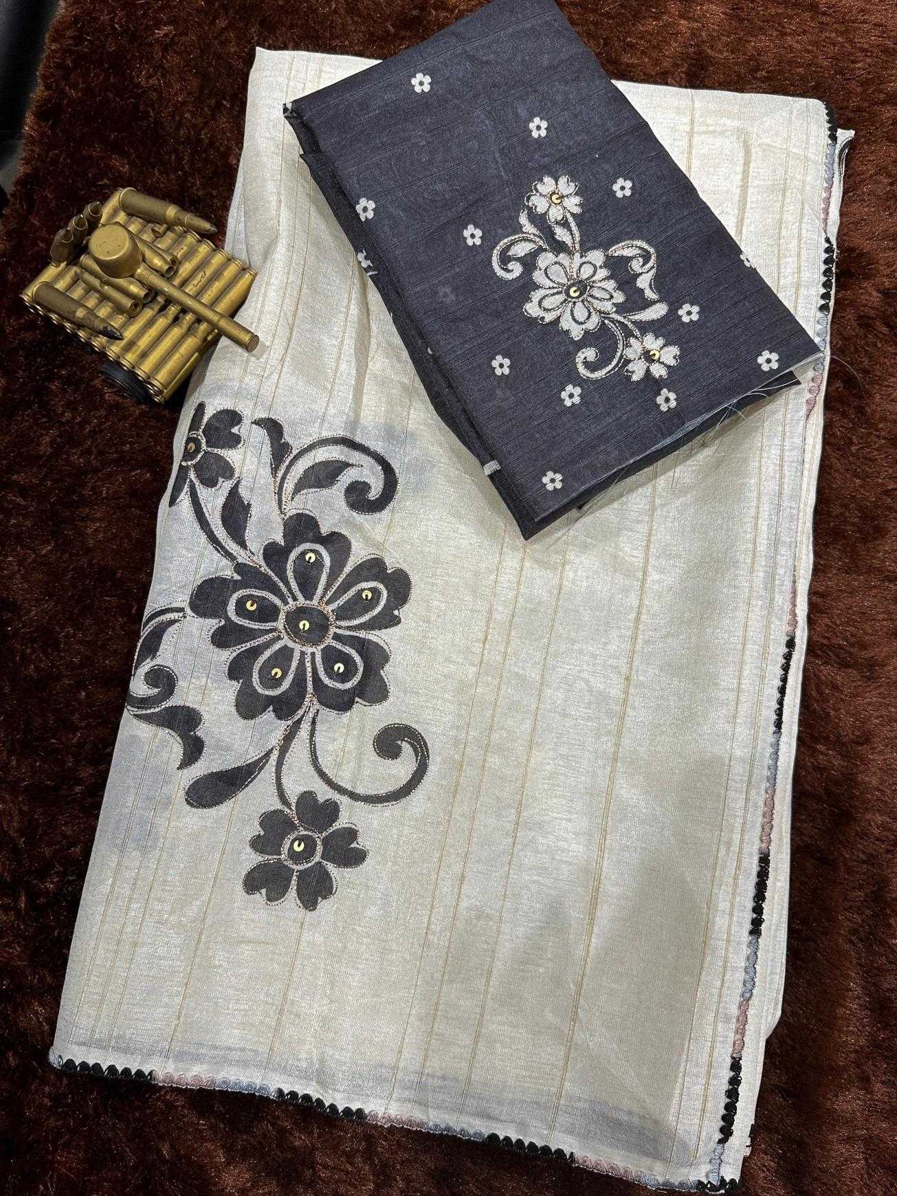 Black Cotton Linen Saree