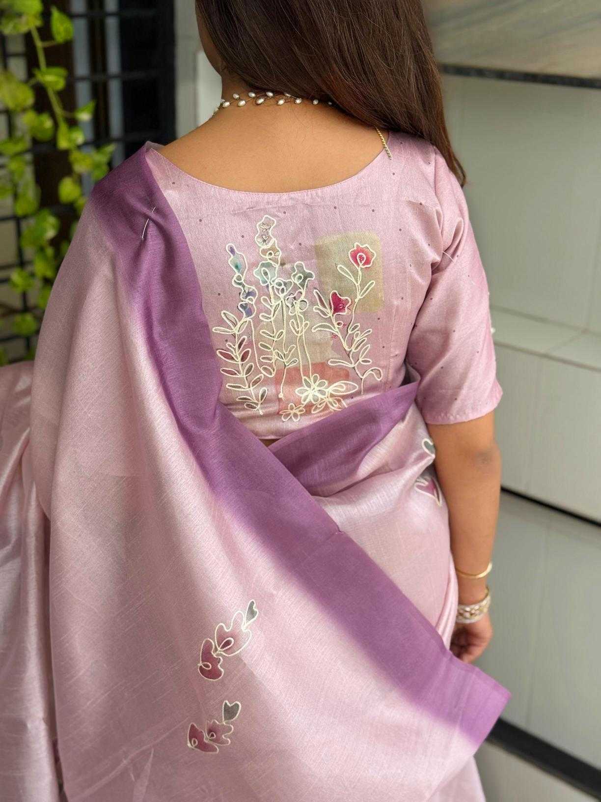 Lavender Cotton Linen Paritosh Saree