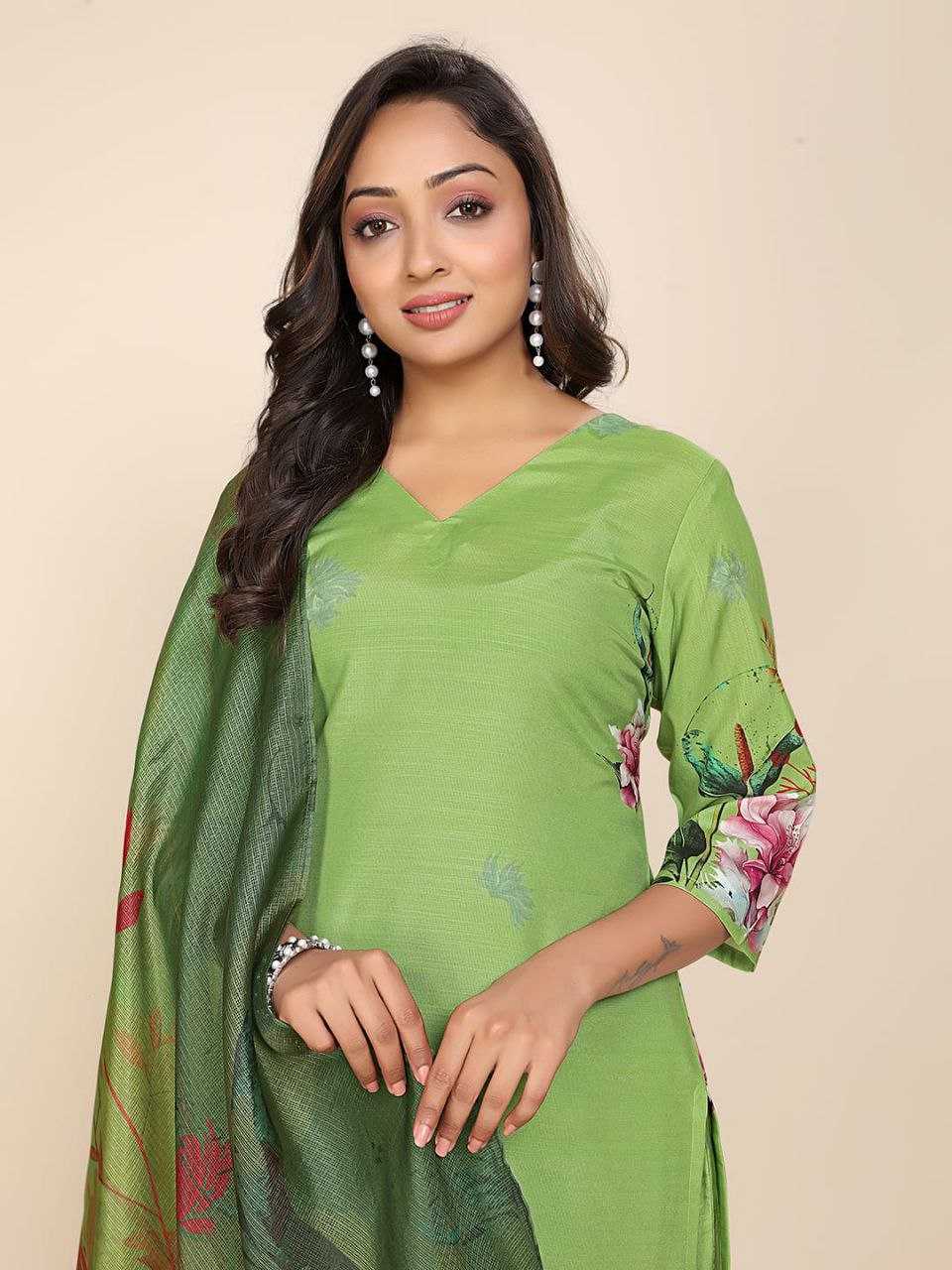 Cotton With Digital Print Mehandi Kurti