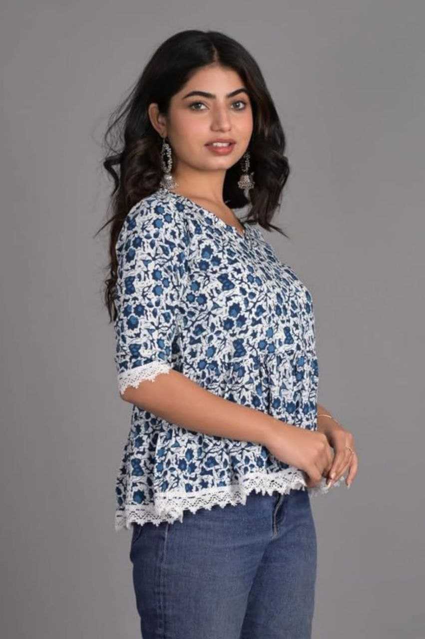 Printed and Lace Border Short Kurti