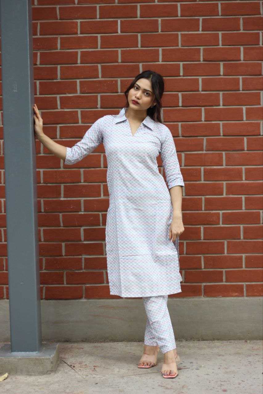 Light Blue and Pink Kurti with collar