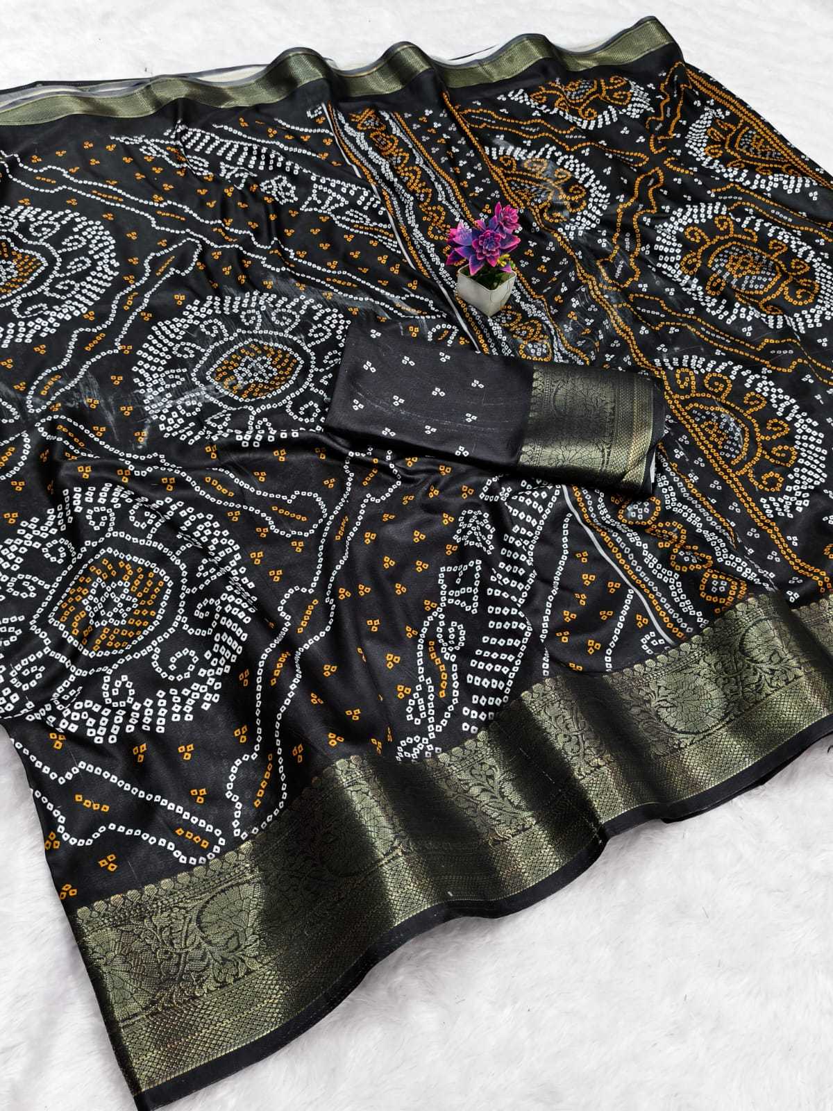 Black Dola Silk Saree