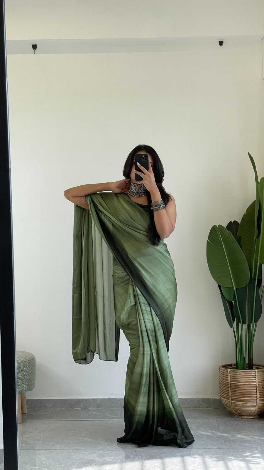 Green Georgette RimiZim Saree