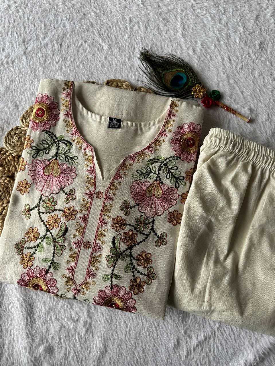 Pure Khadi Cotton Embroidery With Sequence Work