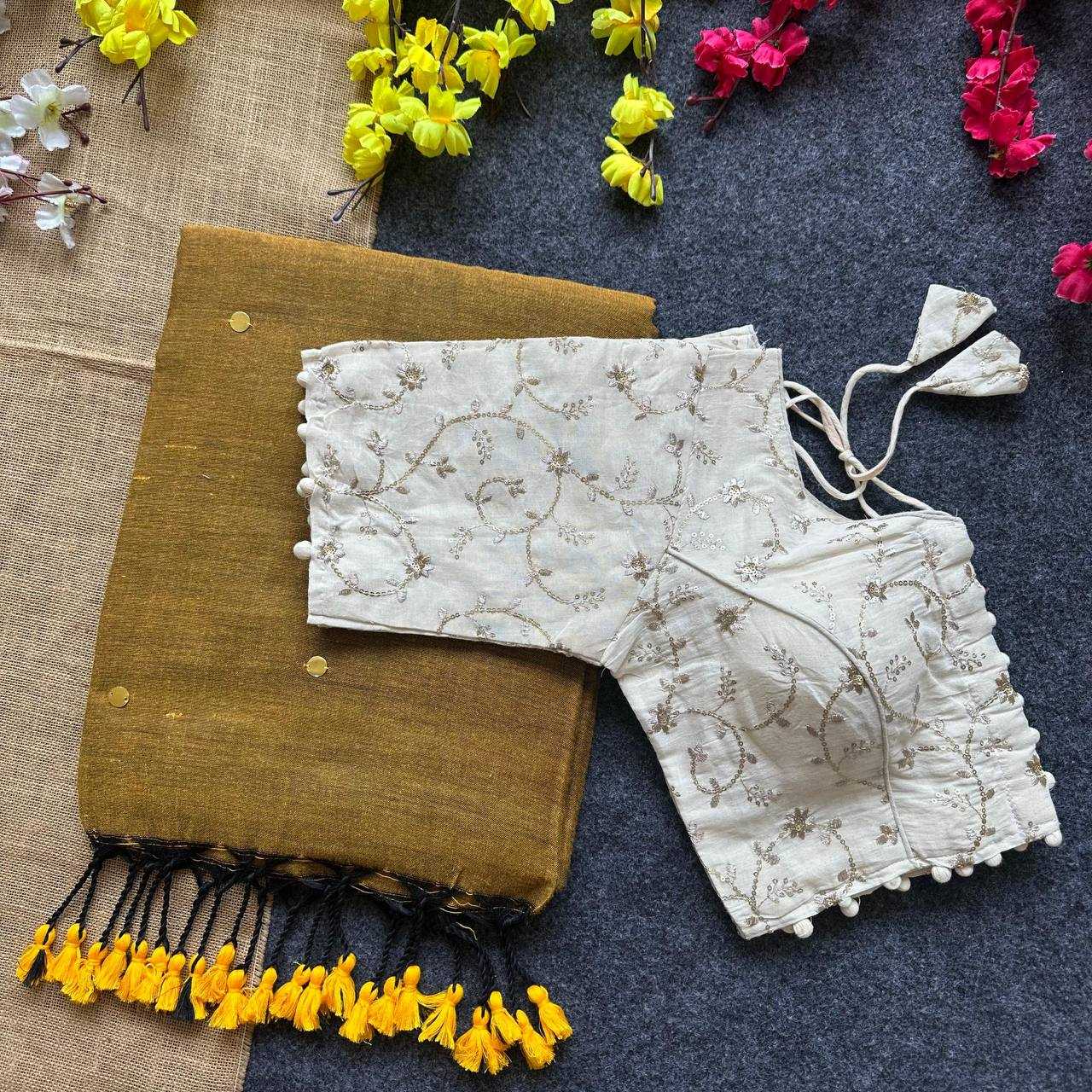 Pure Khadi Cotton Brown Saree