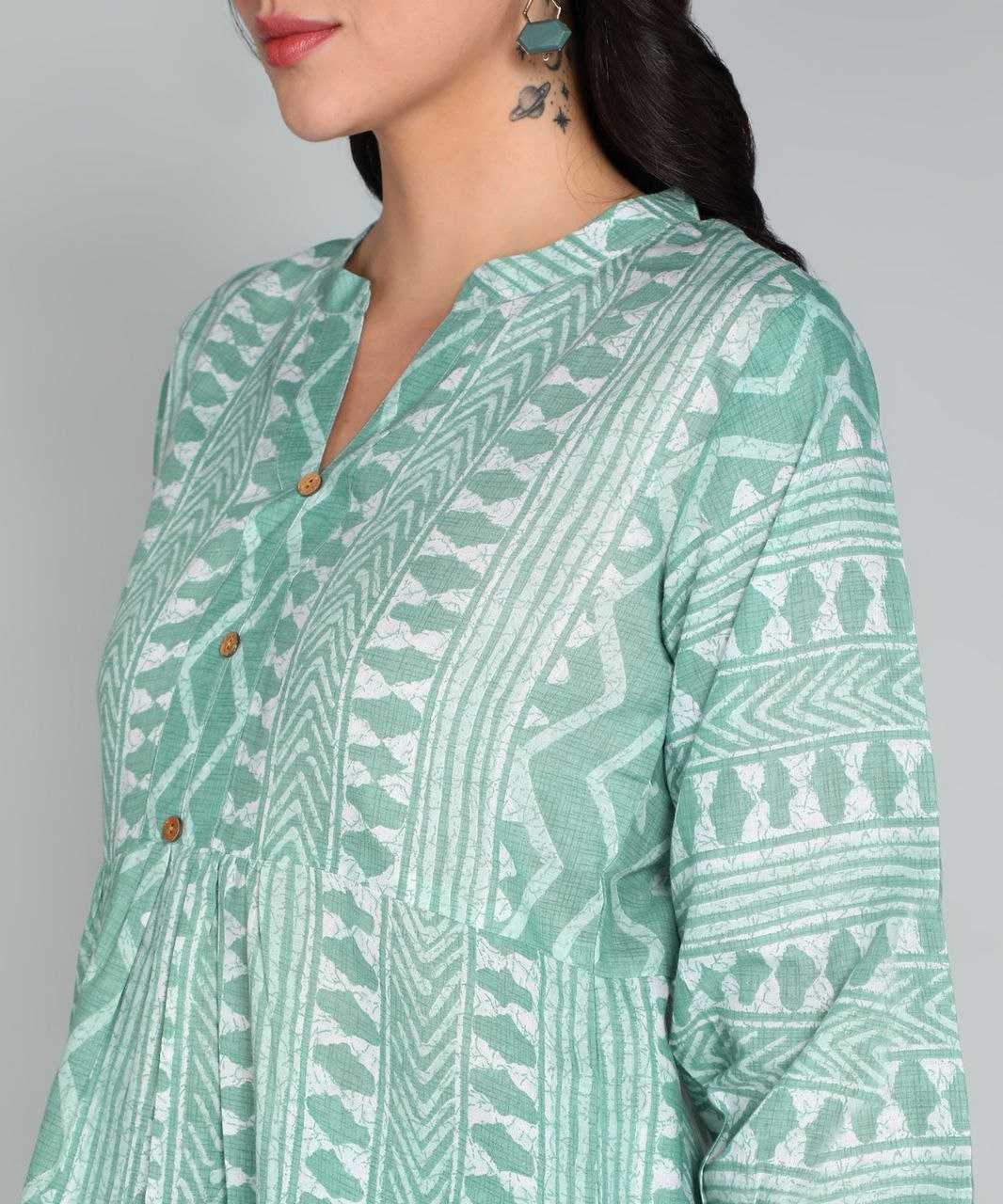 Ruby cotton Light Green Short Kurti