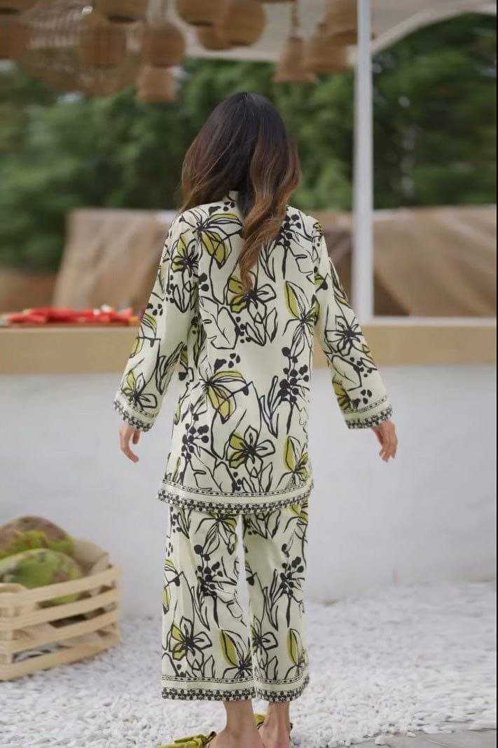 Pure Malai Satin Silk Large floral Print Co-ord Set
