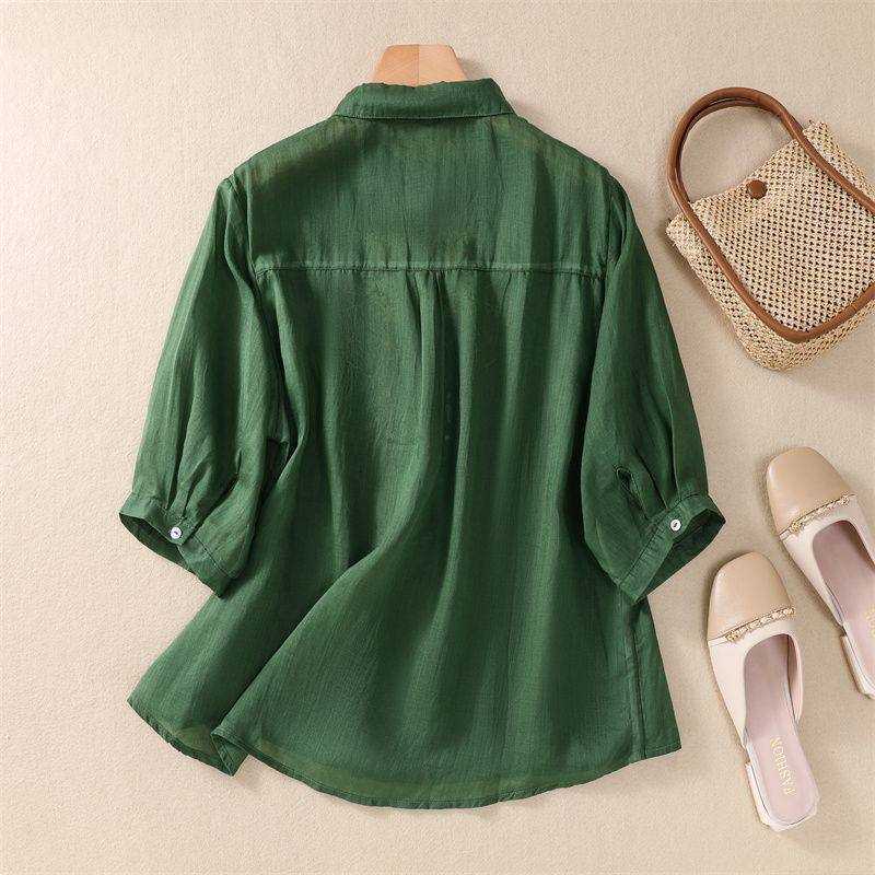 Western Green Tunics Shirts Heavy Biskit Slub with Embroidery Stich Work