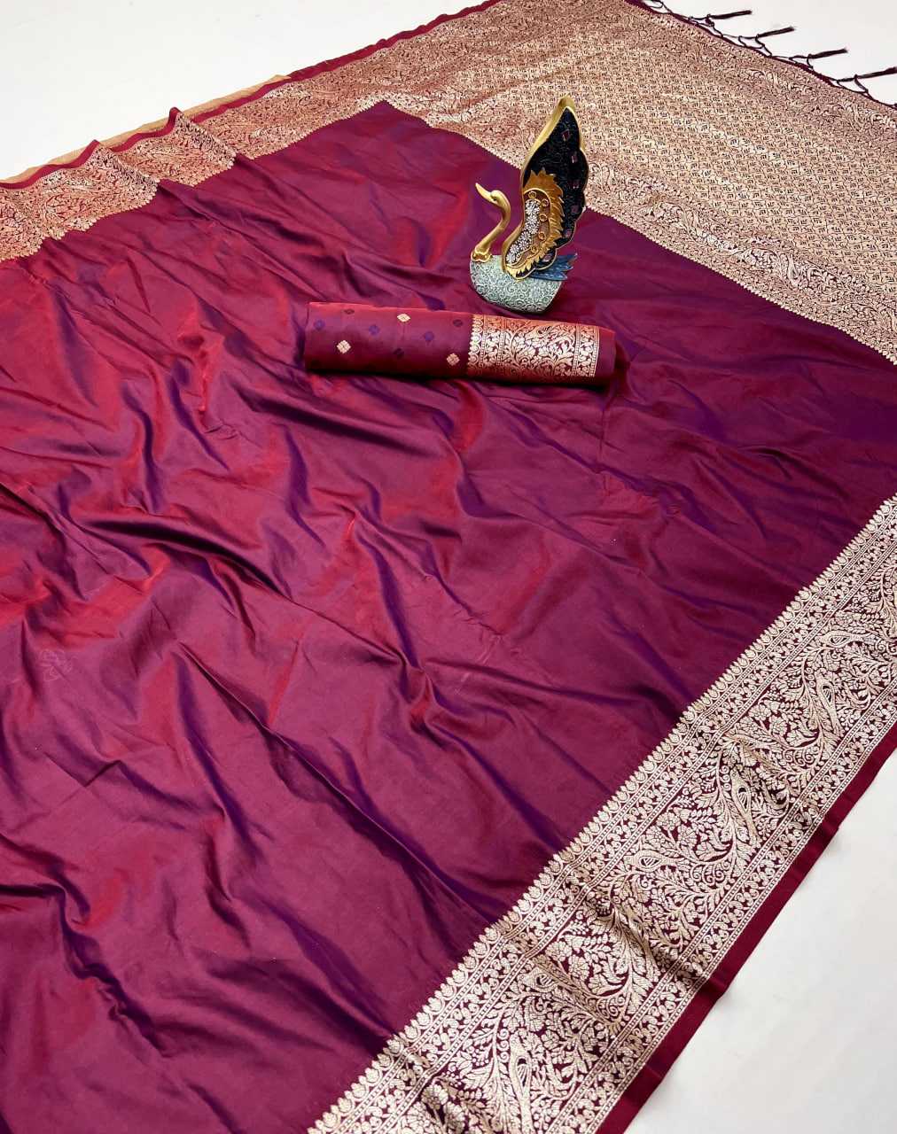 Wine Soft Gala Silk Saree
