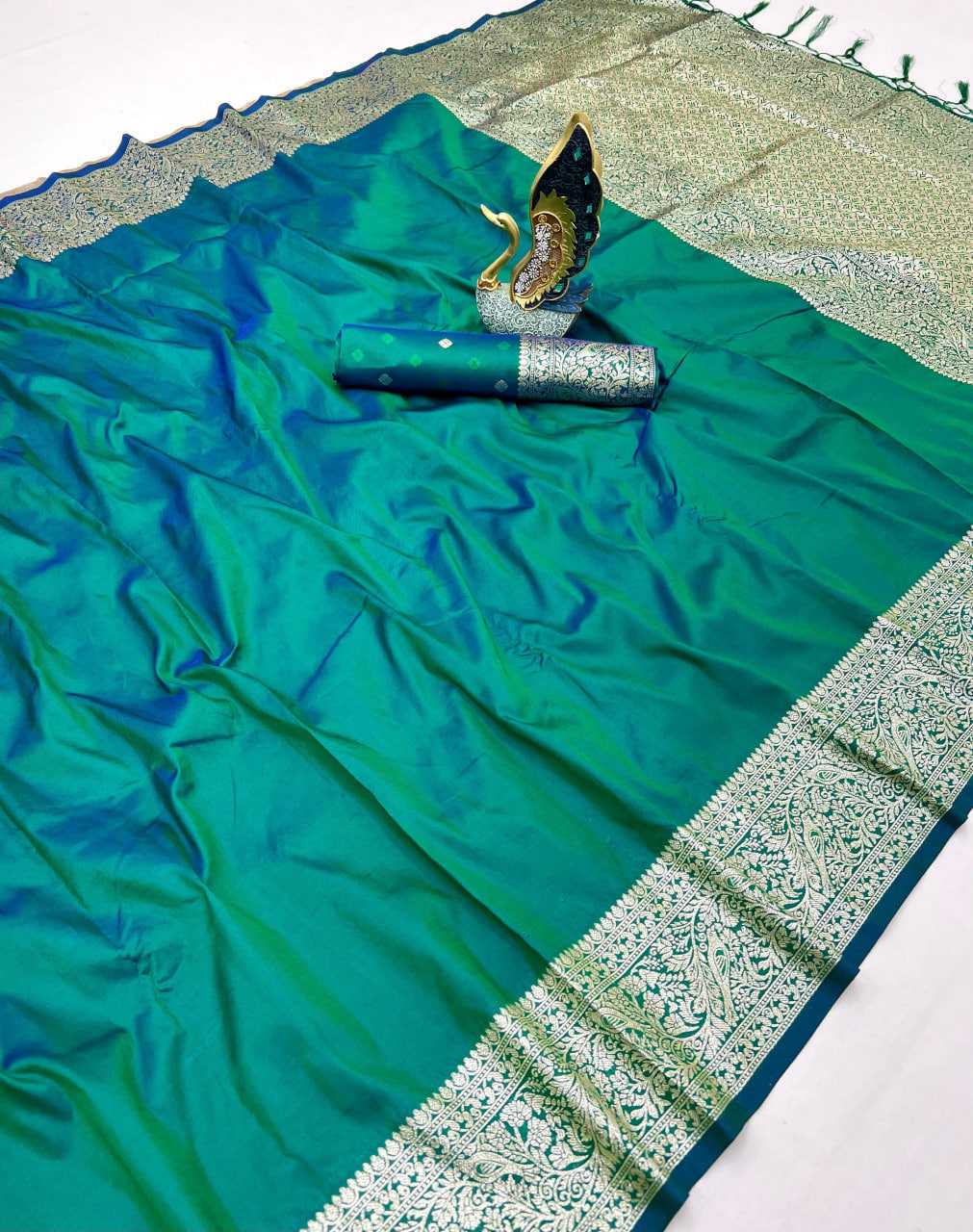 Teal Soft Gala Silk Saree