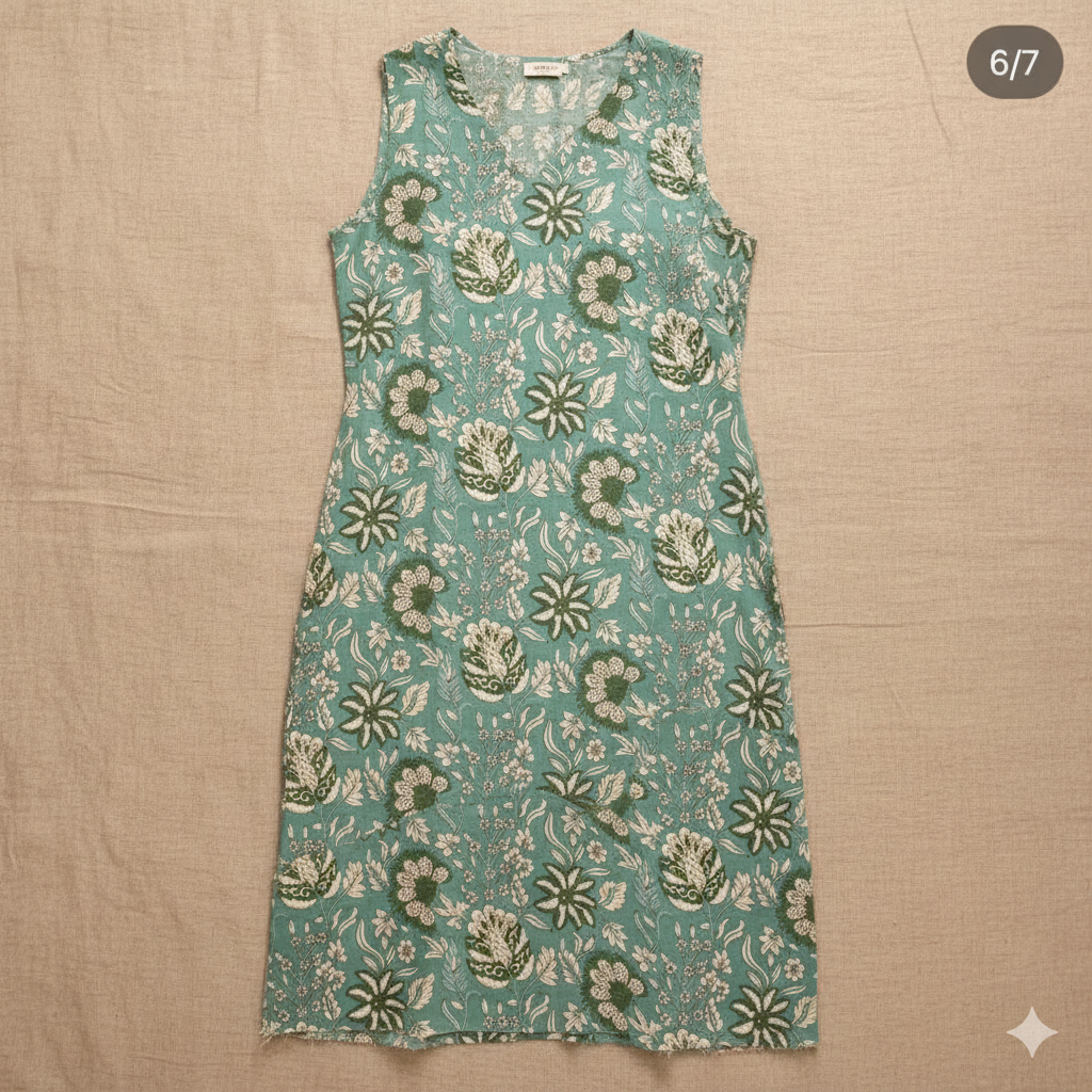 Sky Green Floral Printed Cotton Kurti