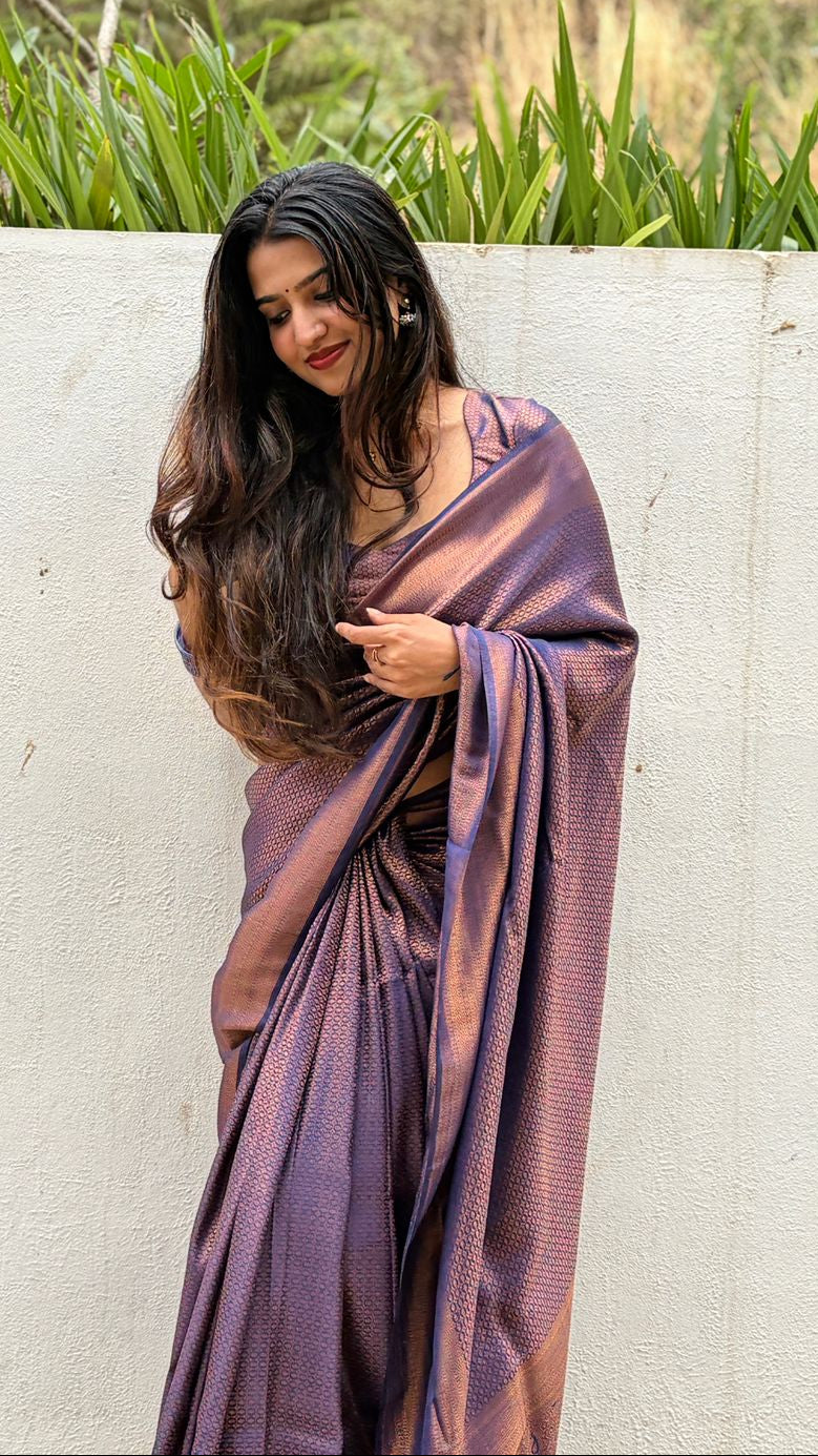 Royal Plum Tissue Silk Saree
