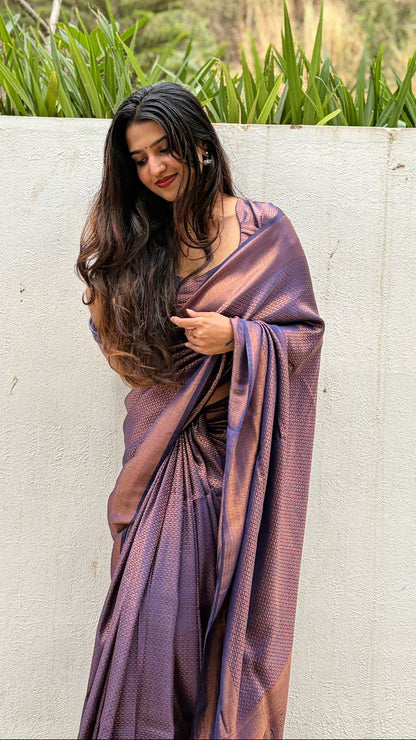 Royal Plum Tissue Silk Saree