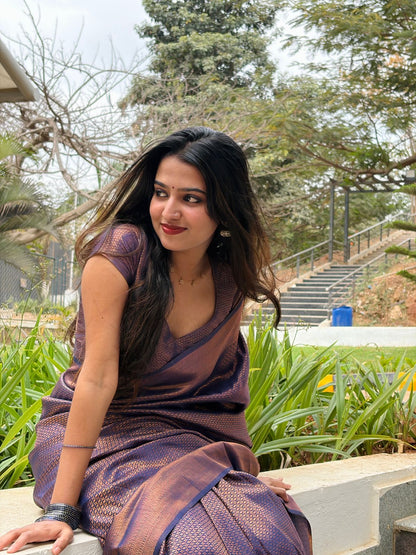 Royal Plum Tissue Silk Saree