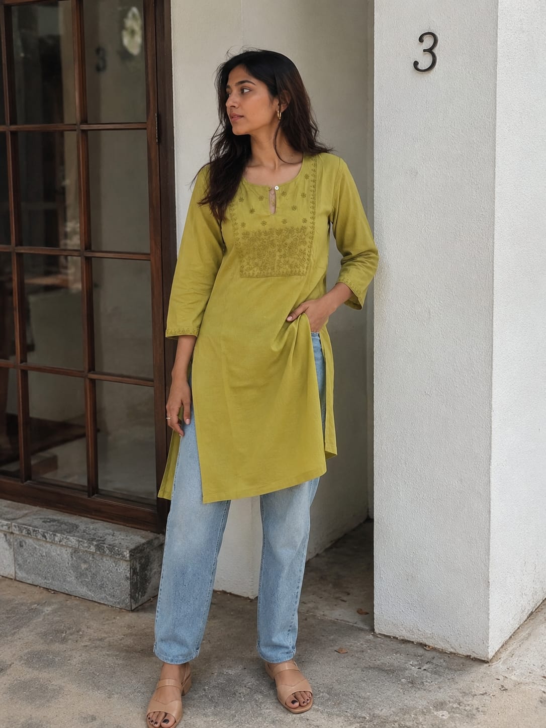 Olive green kurti (Pink Almirah Collection)