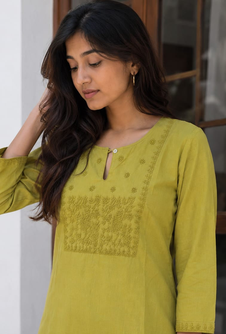 Olive green kurti (Pink Almirah Collection)