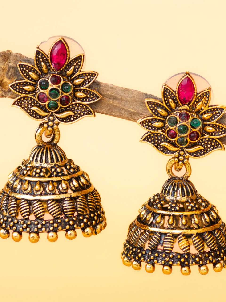 Jewelled Flower Jhumkas