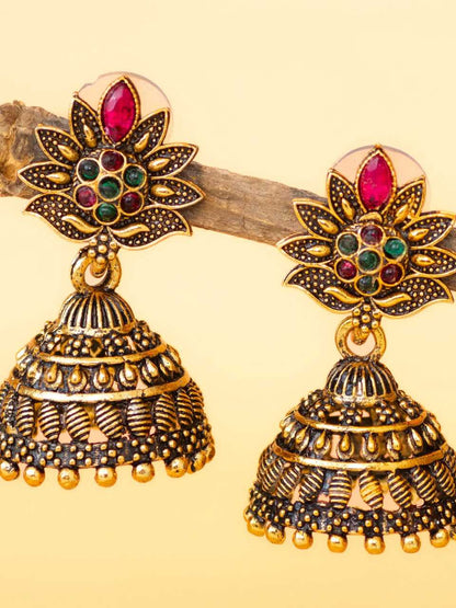 Jewelled Flower Jhumkas