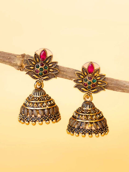 Jewelled Flower Jhumkas