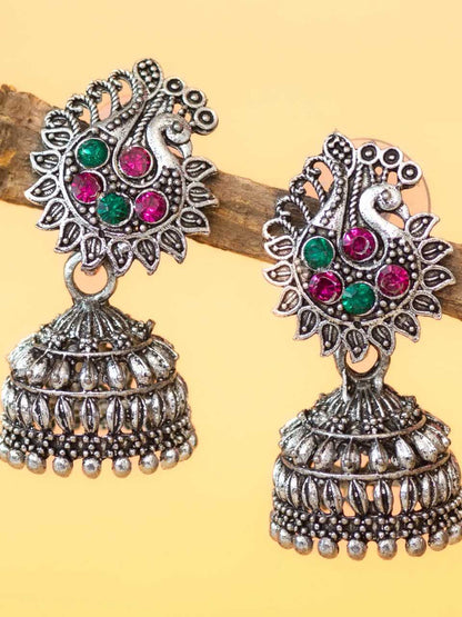 Peacock Jewelled Jhumkas