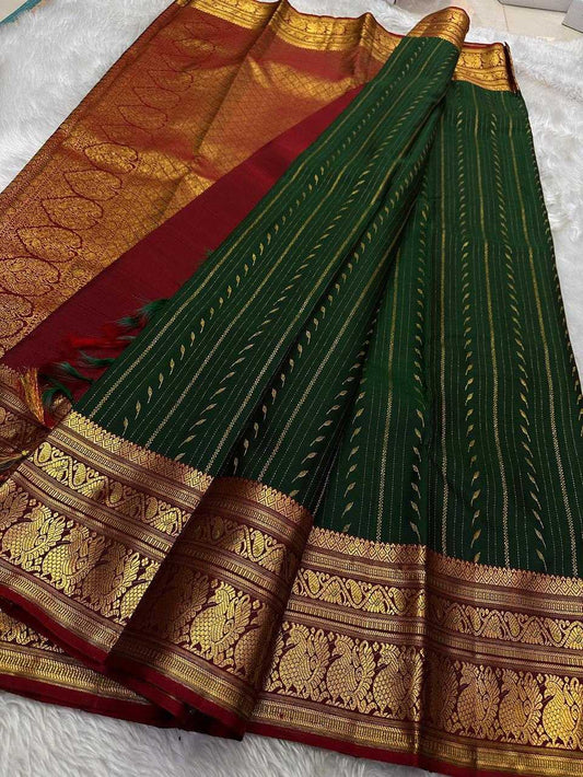 Green Banarasi Soft Silk Saree