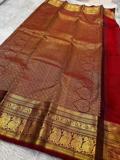 Maroon Banarasi Soft Silk Saree