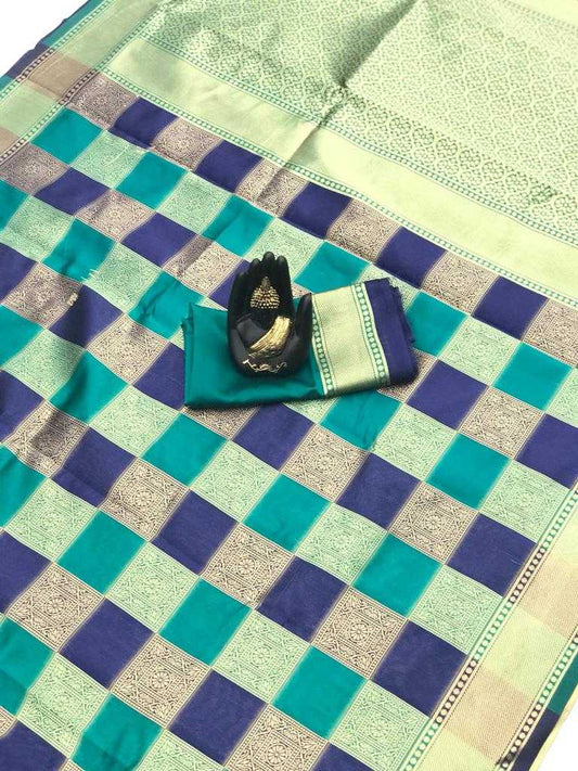 Soft Banarasi Sky Blue Silk Saree With  Weaving Saree With Heavy Pallu