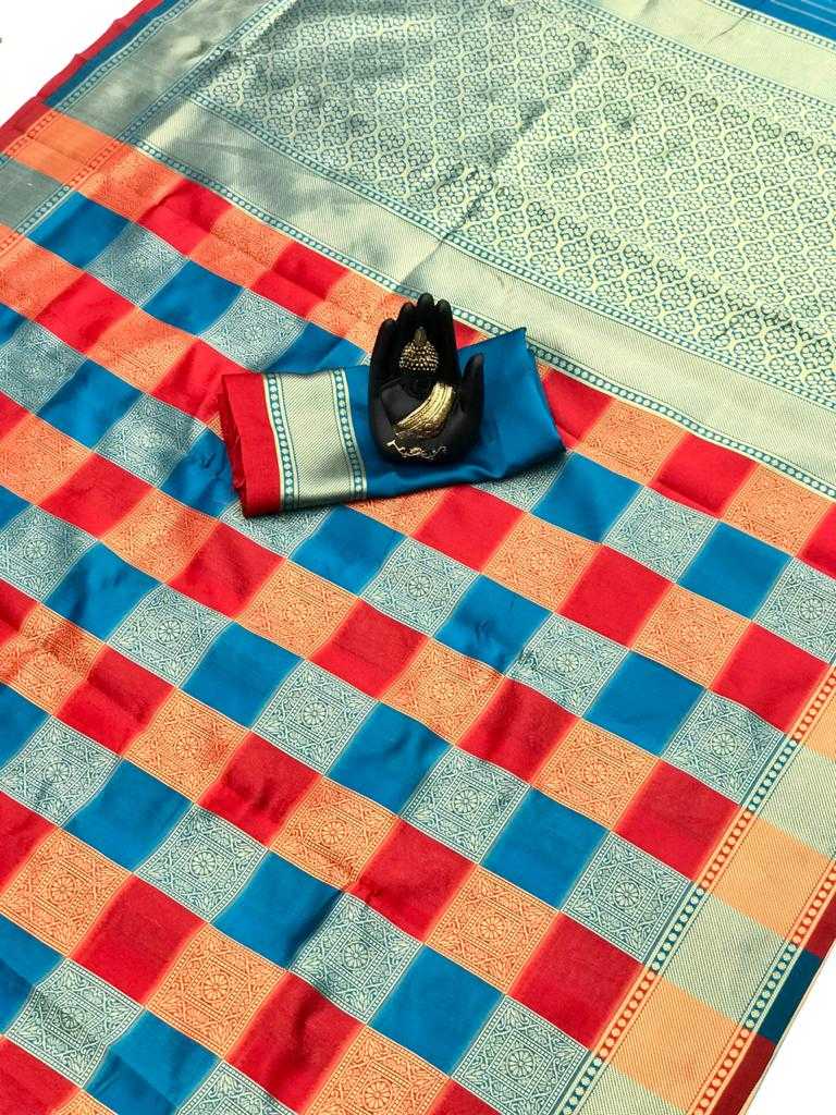 Soft Banarasi Blue Silk Saree With  Weaving Saree With Heavy Pallu