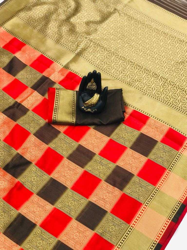 Soft Banarasi Black Silk Saree With  Weaving Saree With Heavy Pallu