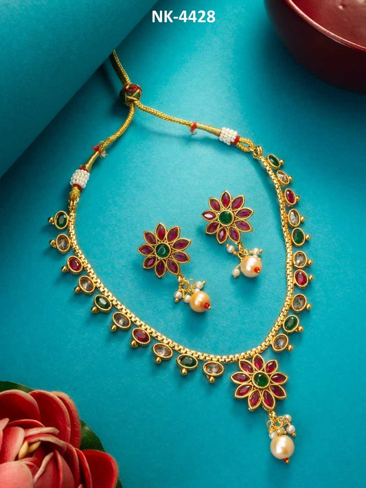 Jewelled Flower Necklace Set