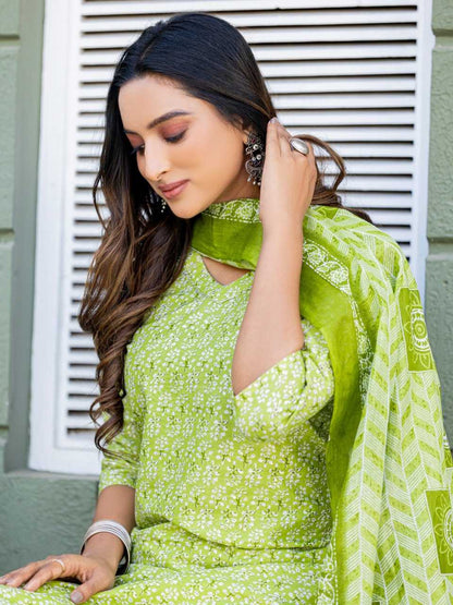 Pista Kurti Set with Cotton Blend Print