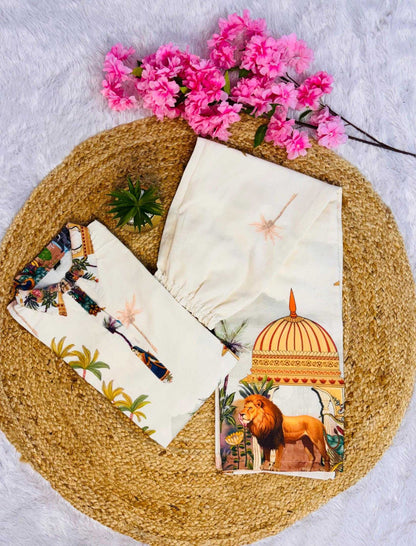Traditional Print Co-ord set White