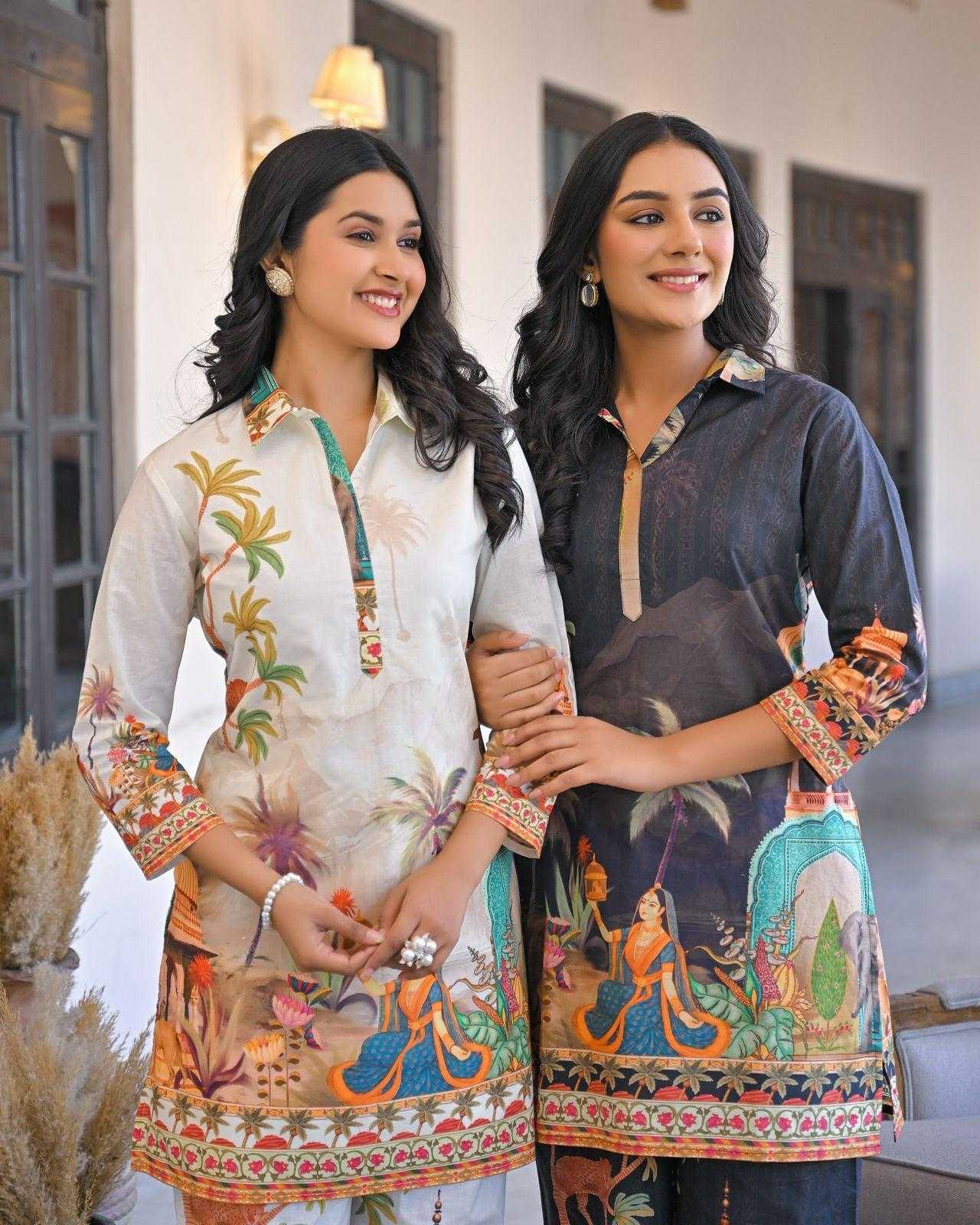 Traditional Print Co-ord set White