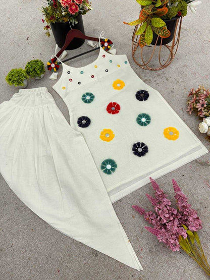 Khadi Cotton With Mirror Khatli Work Kurti