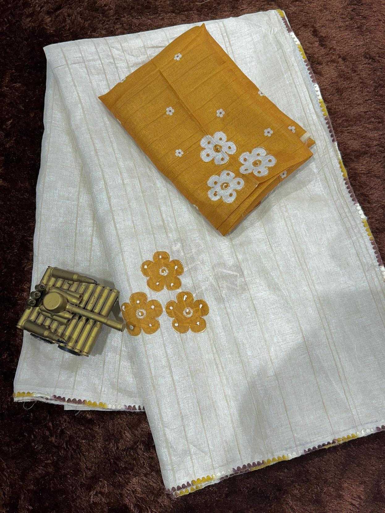 Mustard Cotton Linen Saree