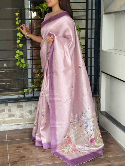 Lavender Cotton Linen Paritosh Saree
