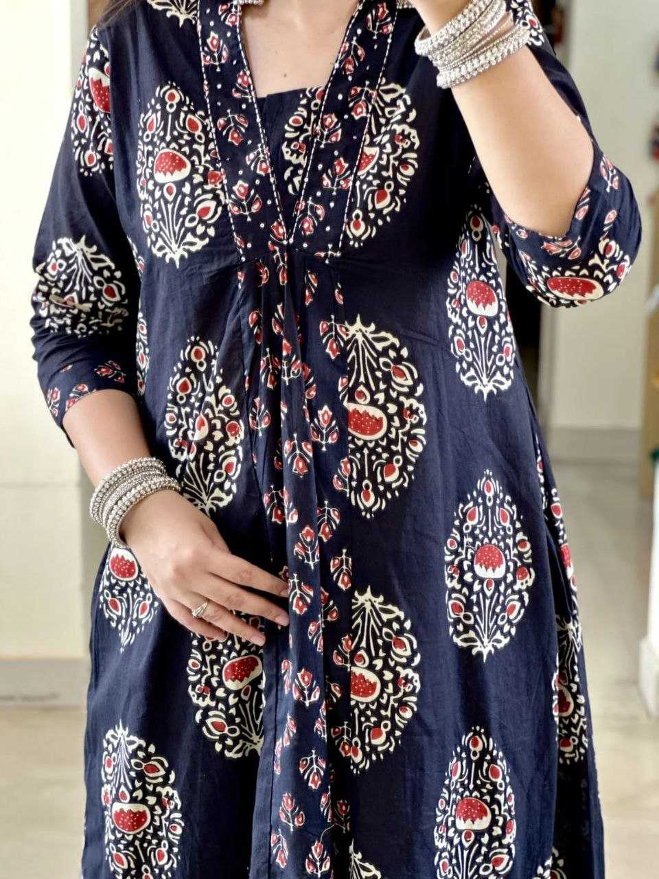 Hand Work Navy Blue Anarkali Kurta Duppata Set