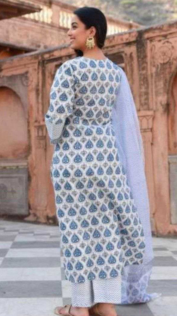 Sky Blue Kurti with Floral Digital Print