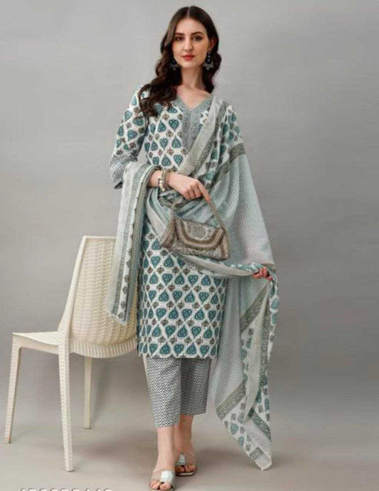 Green Kurti with Floral Digital Print
