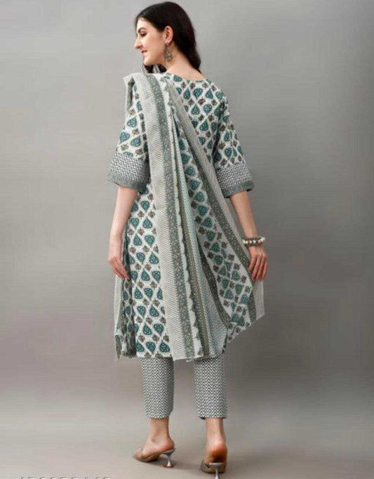 Green Kurti with Floral Digital Print