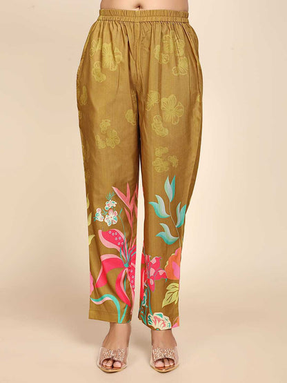 Co-Ord Set Slub Cotton Mehandi Color
