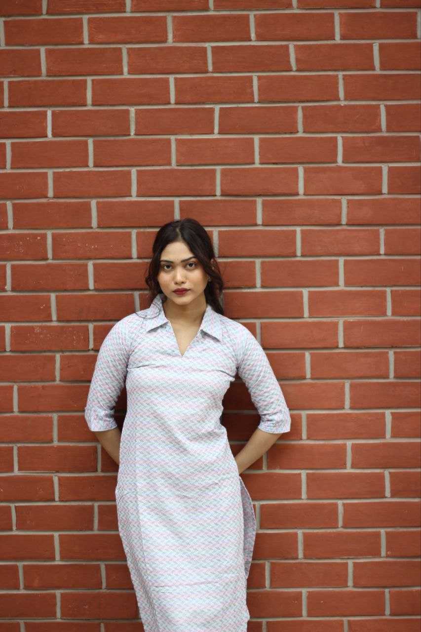 Light Blue and Pink Kurti with collar