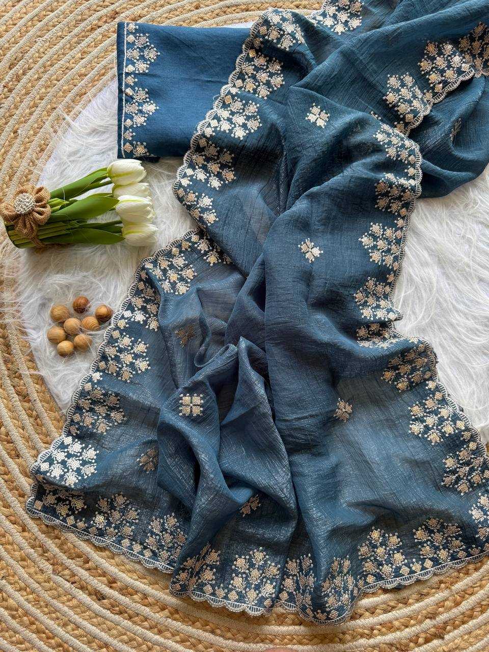 Morpich Crushed silk Zari sequins embroidery