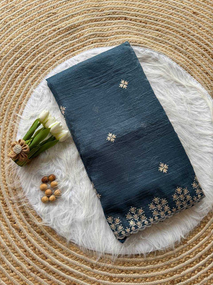 Morpich Crushed silk Zari sequins embroidery