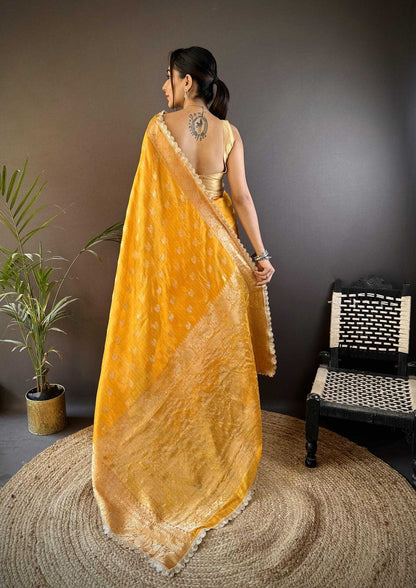 Yellow Banaras Tissue Silk Saree
