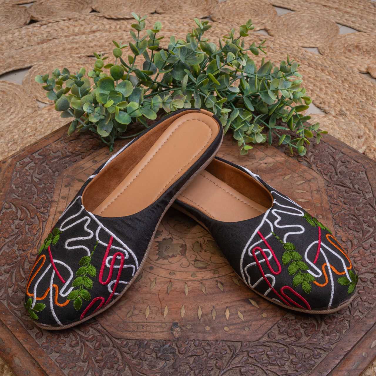 Black Color Designer Jutti with Embroidery Work