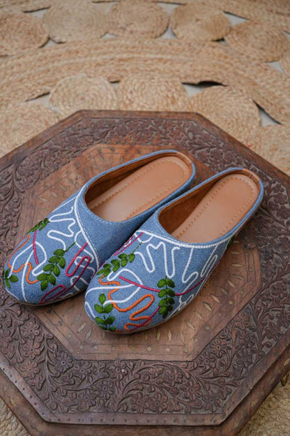 Blue Color Designer Jutti with Embroidery Work